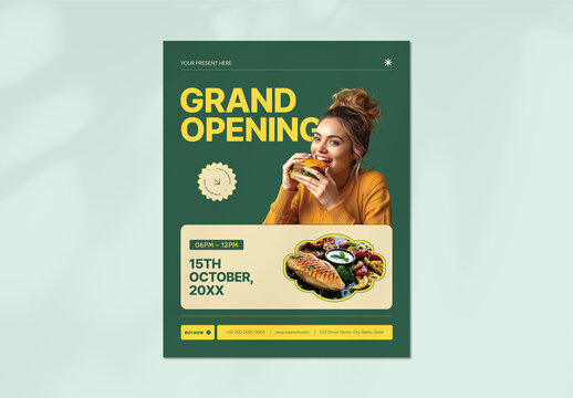 Modern Restaurant Grand Opening Flyer Template Design