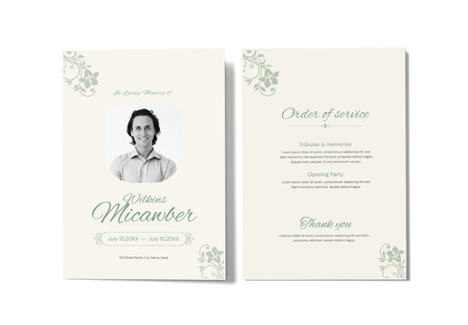 Memorial Funeral Program Layout