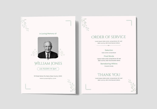 Minimal Funeral Obituary Program Memorial Template