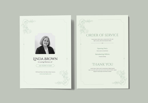 Minimal Clean Funeral Obituary Program Template