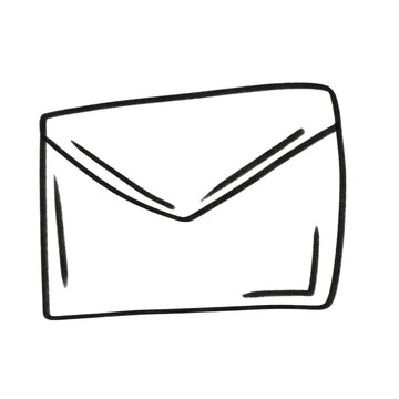Simple envelope doodle with pencil style drawing, isolated on white background