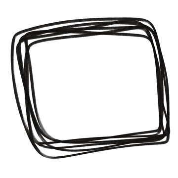 Messy scribble line with rectangular and square shape, pencil line drawing, isolated on white background
