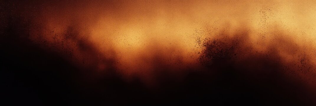 dramatic orange and black dust cloud with scattering particles and smoky haze, evoking intensity and mystery