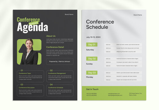 Professional Business Conference Agenda and Event Schedule Flyer Template