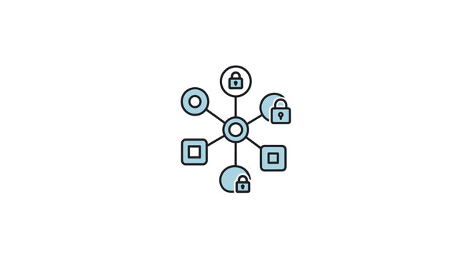Digital network security concept icons.
