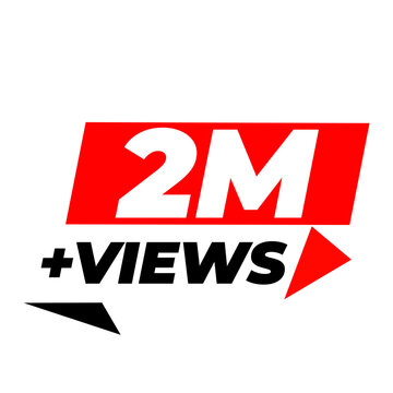2M Views PNG, Red Viral Counter Graphic, Social Reach Badge, Audience Growth Label, Trending Viewer Sticker