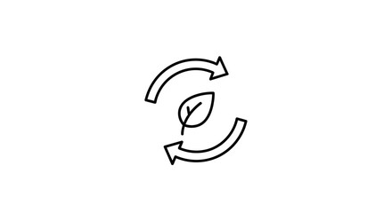 Obraz premium Simple Line Art Recycling Symbol with Leaf.
