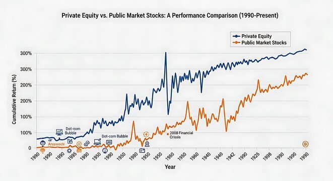 Private Equity vs Public Market Stocks Performance Comparison Since 1990.