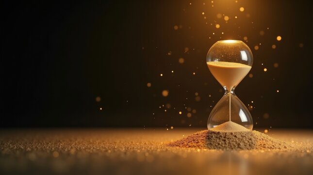 Reloj de arena dorado con arena