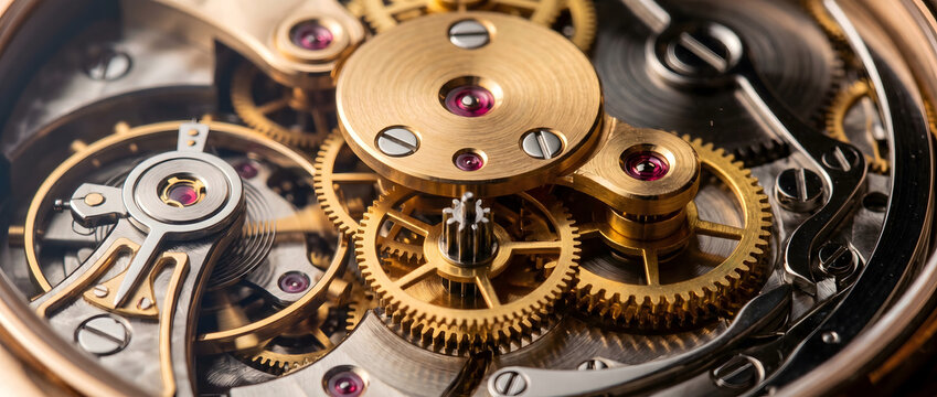 Close-up view of intricate gear mechanism inside a precision mechanical watch movement