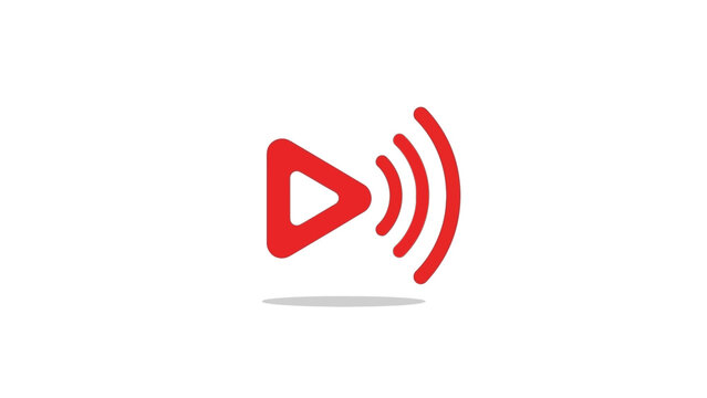 Play Button Icon With Sound Waves.