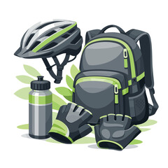 Naklejka premium Ride Kit Cycling Gear With Helmet With Backpack