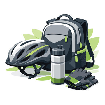 Cycling Gear With Helmet With Backpack With Water Bottle