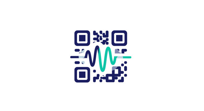 QR code with green pulse line.