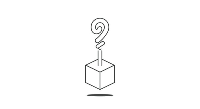 Question mark on a cube symbol.
