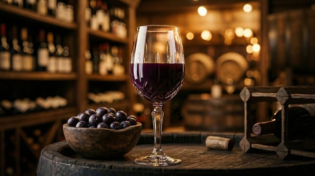 Artisanal A&ccedil;ai Wine in Crystal Glass in Sophisticated Setting