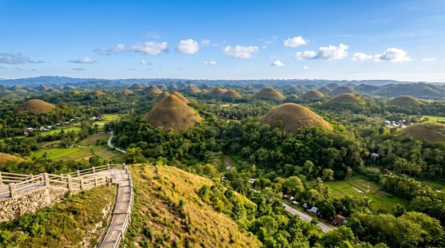 Aerial View of Chocolate Hills on Bohol Island Philippines.
