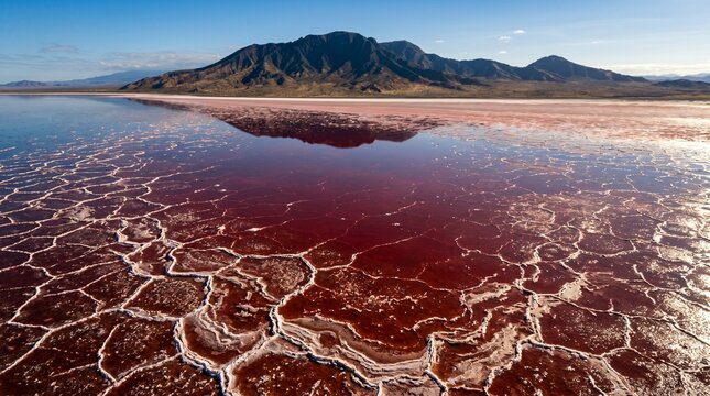 Aerial View of Red Waters at Lake Natron Tanzania