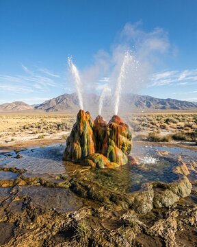 Vibrant Colors of Fly Geyser in the Nevada Desert