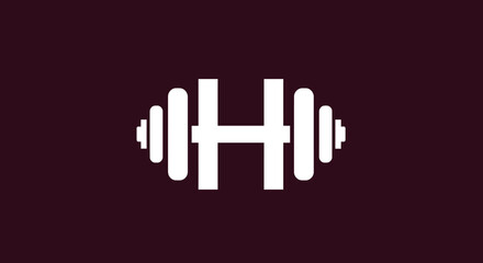 Obraz premium Letter H Logo with Dumbbell for Fitness and Gym Branding