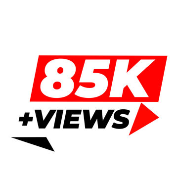 85K Views PNG, Red Viewer Reach Counter, Popularity Engagement Badge, Viral Audience Label, Social Sticker Design