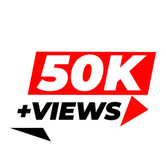 Obraz premium 50K Views PNG, Audience Reach Counter Graphic, Red Popularity Badge, Social Engagement Label, Viewer Sticker Design