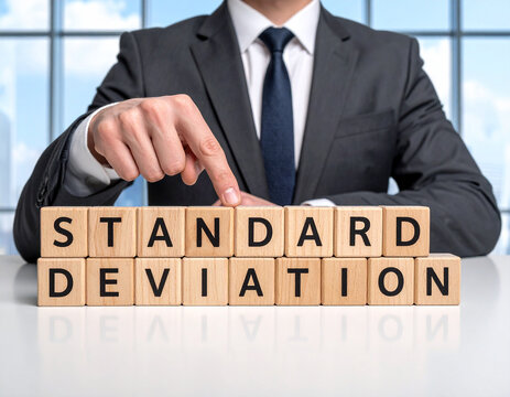 Standard deviation - Geschäftsmann zeigt auf den Text "Standard deviation"