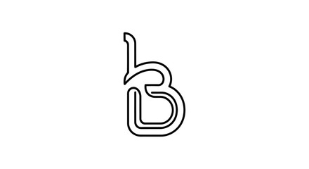 Abstract black letter b logo, minimalist continuous line art, elegant typography, modern design element © Fah