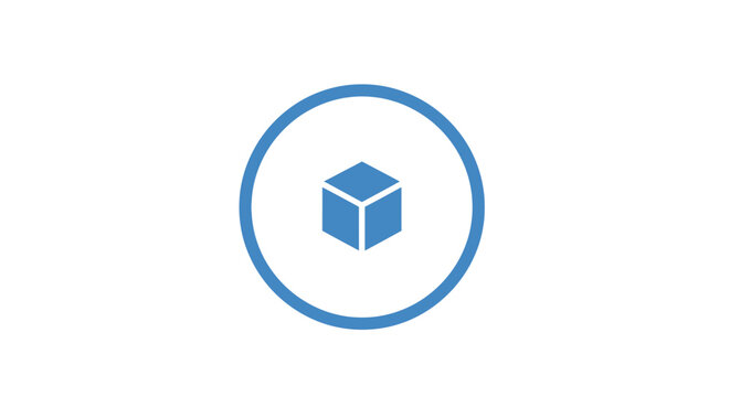 Blue cube in a circle symbol.