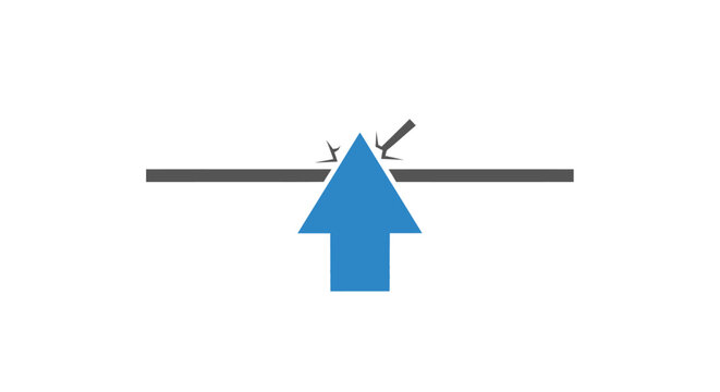 Blue Arrow Pointing Upward Symbol.