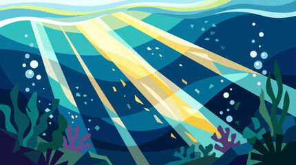 Vibrant underwater scene with sun rays. © Abhinaya Project