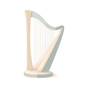 Harp Illustration With Strings With Frame With Base