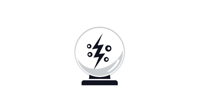 Crystal ball with lightning symbol inside.