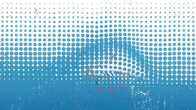 Abstract blue and white background with halftone dots and grunge texture effect
