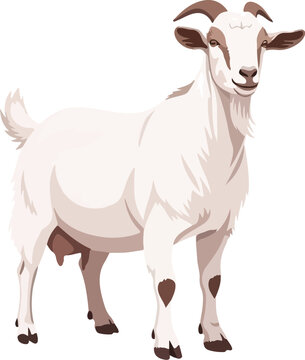 Goat Vector Standing Isolated on Transparent Background