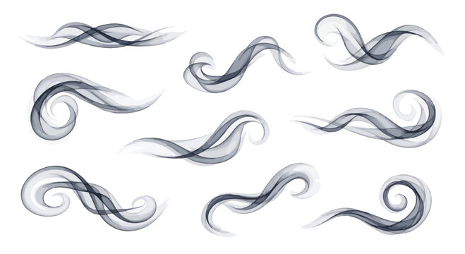 Abstract Smoke Swirls and Wisps - Set of 9 Decorative Elements