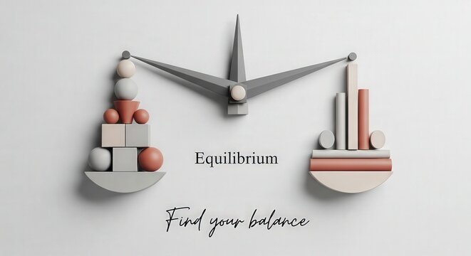 Conceptual Balance Scales With Geometric Shapes Representing Equilibrium