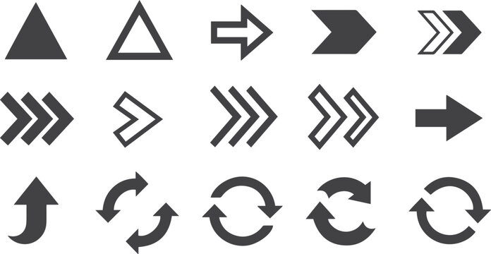 Collection of black arrows and triangles
