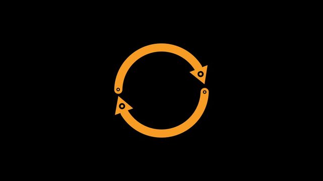 Sync circular arrows animation on black, Reload icon animation on black, refresh icon concept. rotation of moving Circle arrow loading progress process
