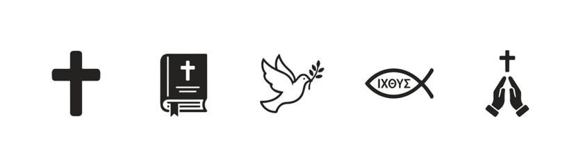 Fototapeta premium Christian Religious Symbols and Icons Set
