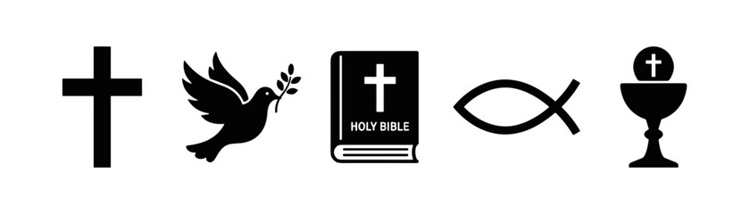 Fototapeta premium Christian Religious Symbols Icon Set