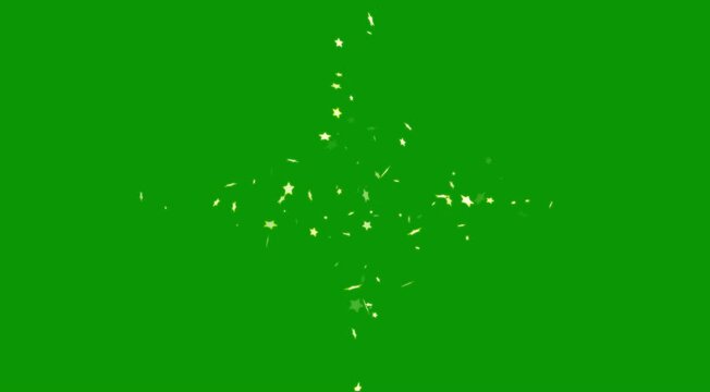 2D Twinkle sparkle stars Glowing Yellow Stars animation in the night sky, smoke explosion, comic manga flashes, particle magic sparkling glitter star Dynamic Gold Star Particle  Burst Green Screen