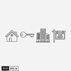 Naklejka premium Real estate and rental property icon set