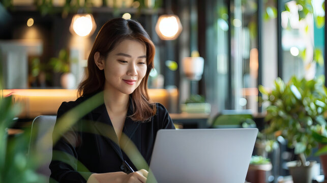 Developer analyzing AI data on computer in modern office