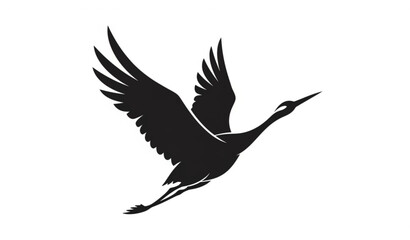 Decorative silhouette of crane bird in stylized upward flying motion vector illustration on white background © Md Humaun