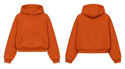 Lava Orange Hoodie Mockup Front and Back View Isolated on Transparent Background for Apparel Design © Drip