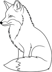 Obraz premium Minimalist line art sketch of a sitting fox