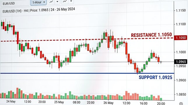 Visualizing volatile market movements on a candlestick chart, highlighting critical support and resistance zones for informed financial trading strategies