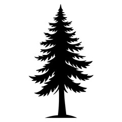 Obraz premium Pine Tree Silhouette – Black and White Minimal Forest Vector Illustration SVG