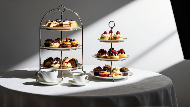 Afternoon Tea with Assorted Pastries and Coffee